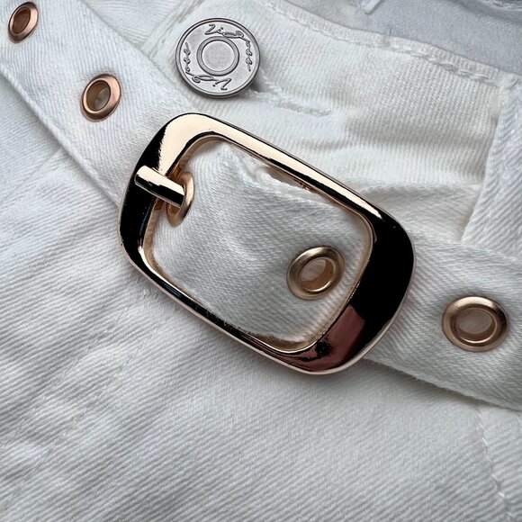 Vigoss White Wide Leg Cropped Jeans Women’s Size 9 29 High Rise Stretch Belted - Picture 4 of 8